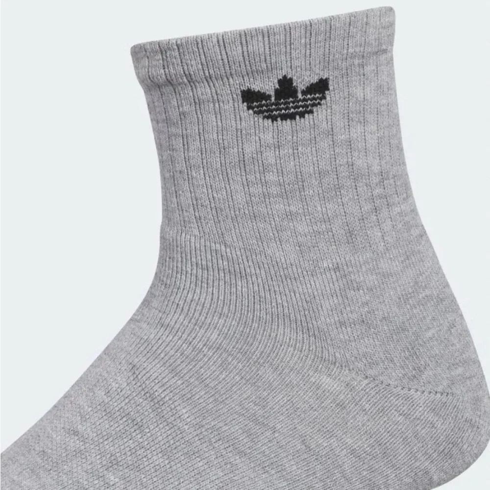 adidas L Black Gray Moisture-Wicking Unisex Quarter Crew Socks 6 Pair